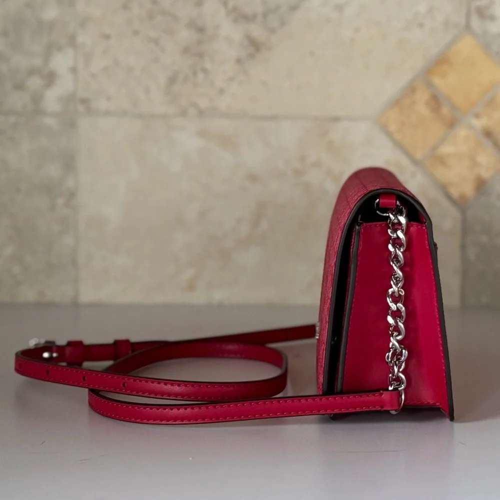 Michael Kors Jet Set Travel MD Shoulder Flap Crossbody Bag MK Dark Raspberry - Picture 7 of 16